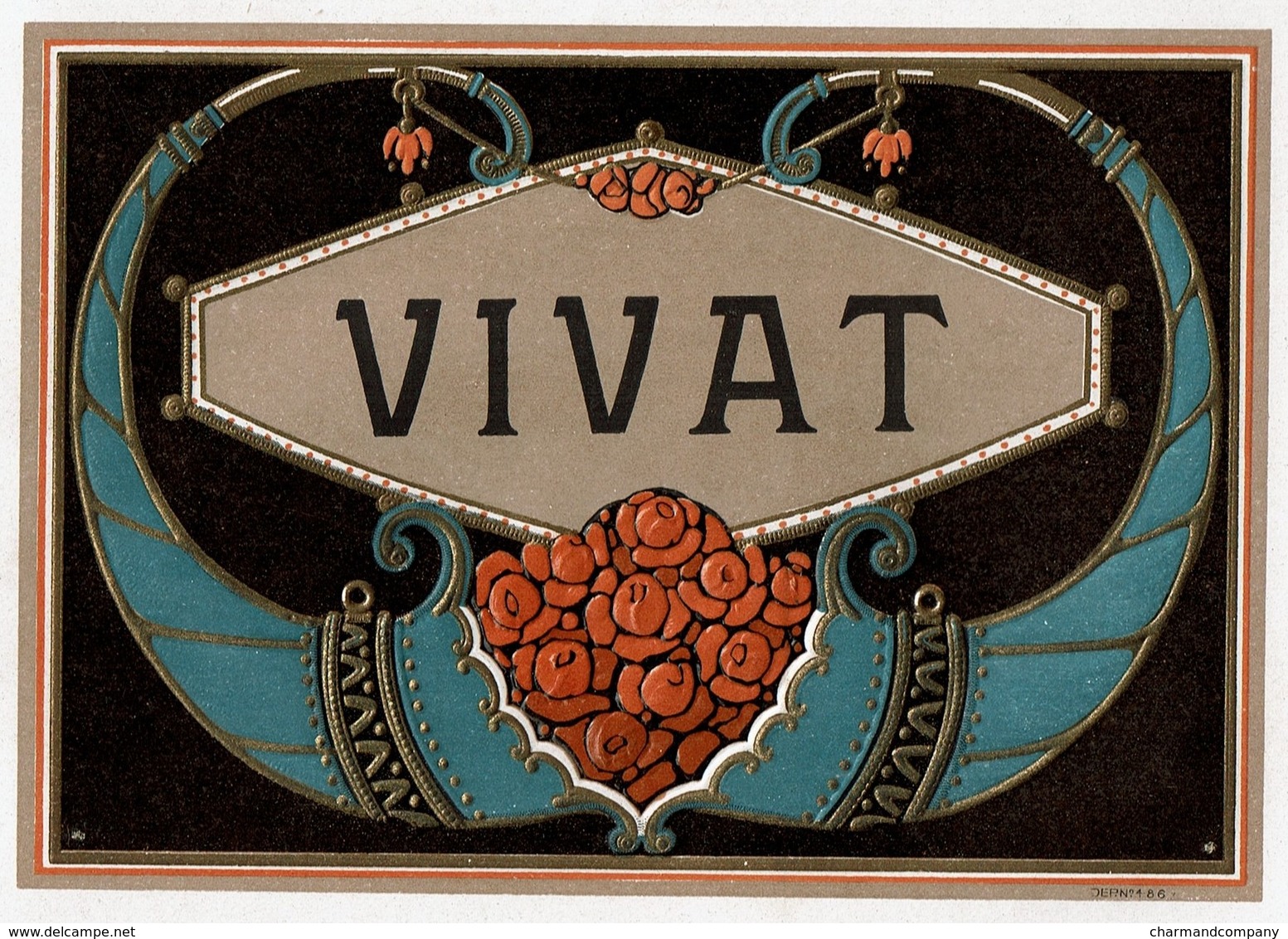 Cigar Box Label / Ancienne étiquette Boite De Cigares Gaufrée VIVAT Art Déco - DEP N° 486 - 2 Scans - Etiquettes