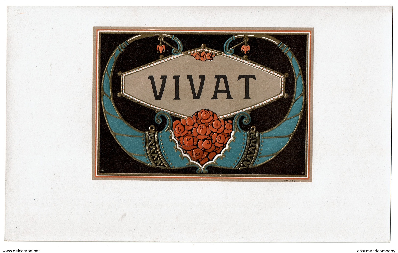 Cigar Box Label / Ancienne étiquette Boite De Cigares Gaufrée VIVAT Art Déco - DEP N° 486 - 2 Scans - Etiquettes