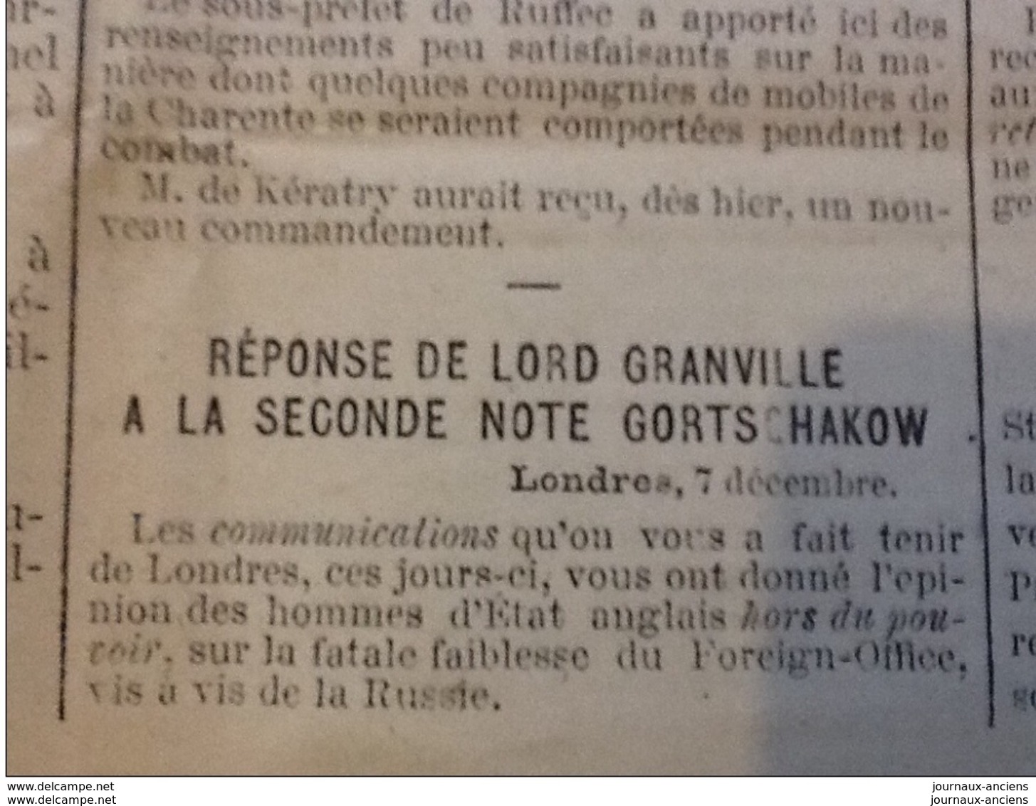 1870 Journal LA LIBERTÉ Du 11 Décembre - GUERRE DE 1870 - Général CHANZY - Siège Du Gouvernement TOURS à BORDEAUX - 1850 - 1899