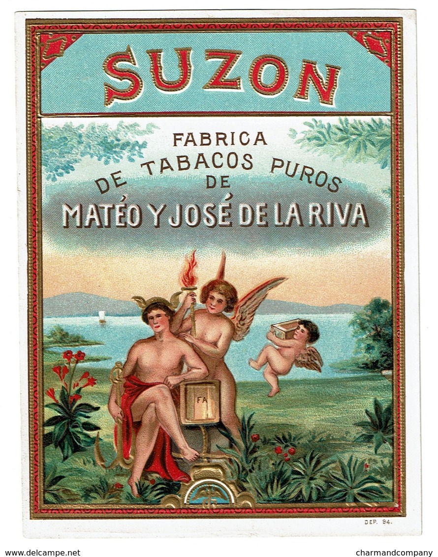 Cigar Box Label / Ancienne étiquette Boite De Cigares Gaufrée - SUZON - Matéo José De La Riva - DEP N° 94 - 3 Scans - Labels