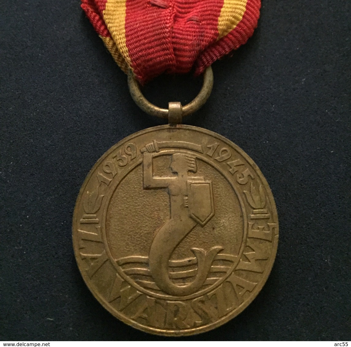 Medal Za Warszawe 1939–1945 (Medal For Warsaw 1939-1945) - Polish Military Medal, Instituted In Full Size Medal. VINTAGE - Autres & Non Classés