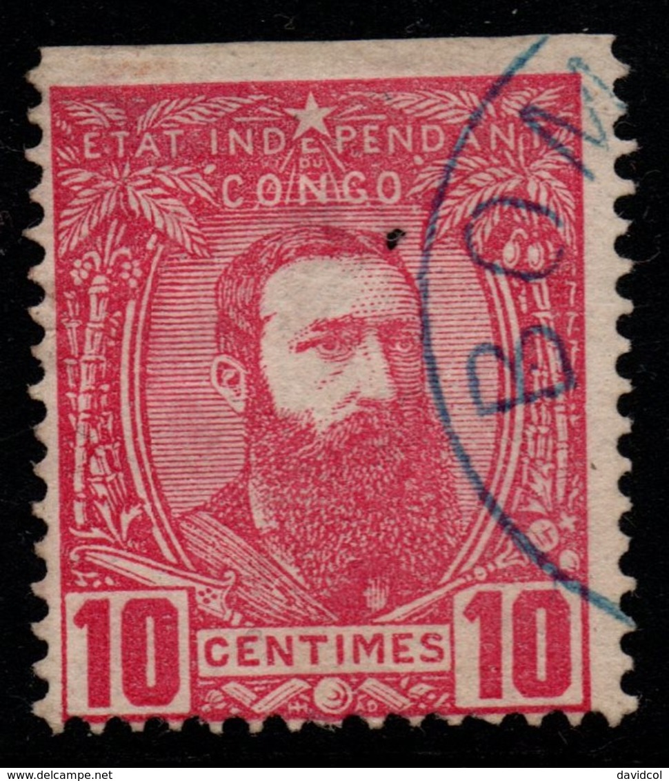 S010.-. BELGIUM CONGO. 1887-1894 - SC#: 7 - USED - VARIETY IMPERFORATE AT TOP - KING LEOPOLD II - 1884-1894