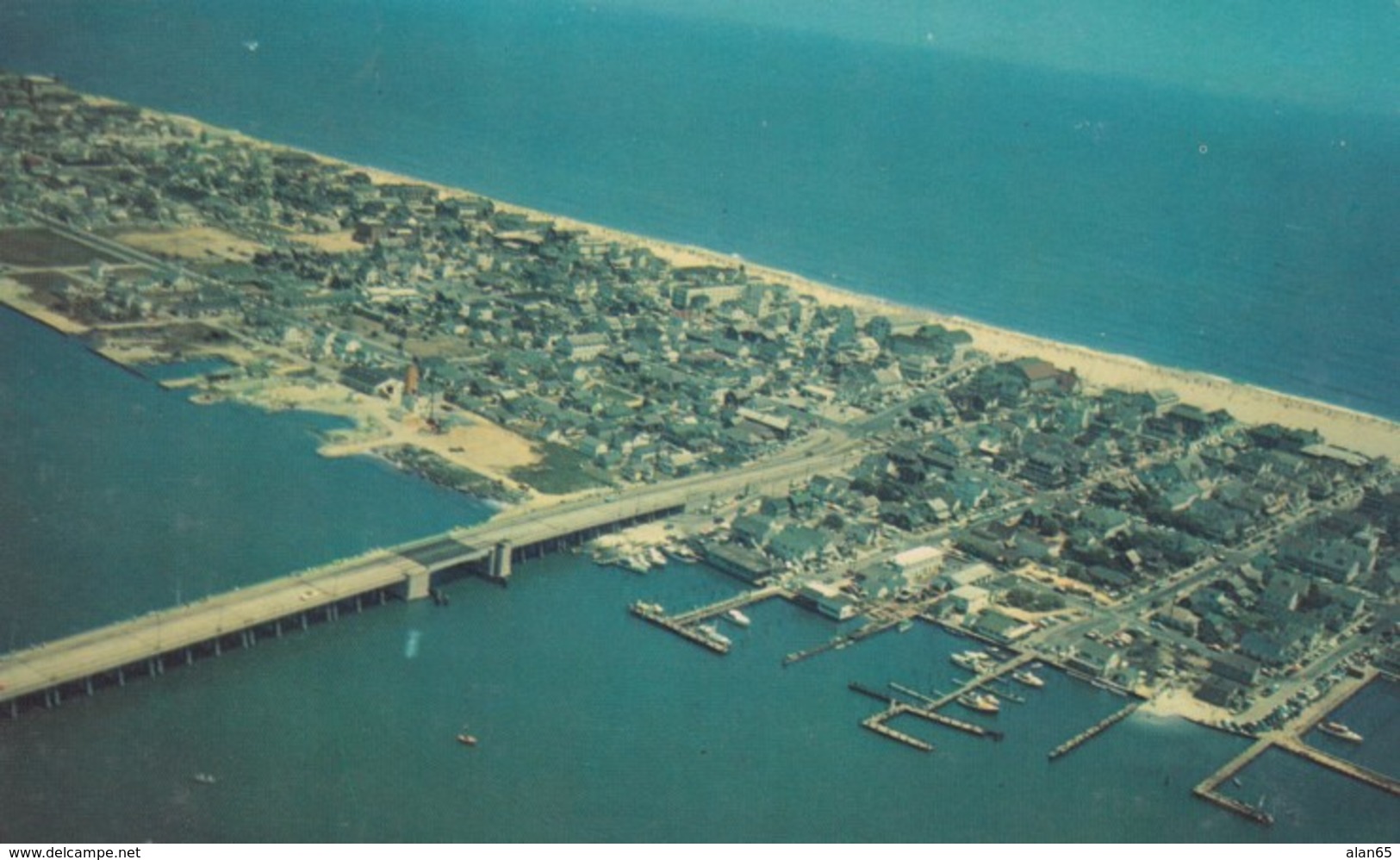 Ocean City Maryland, Aerial View Of Town, C1950s/60s Vintage Postcard - Ocean City