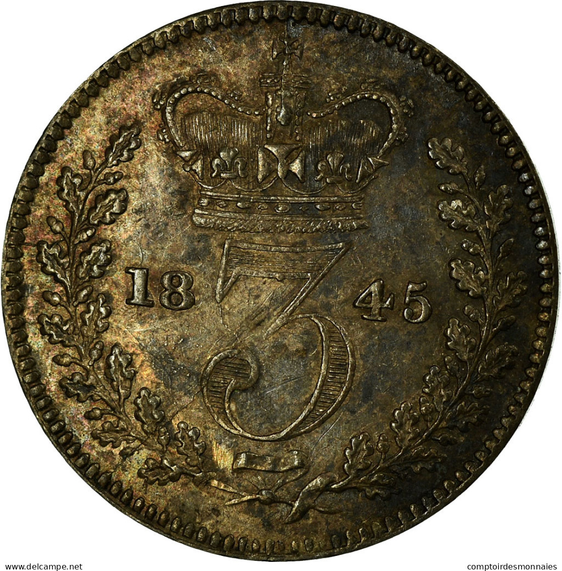 Monnaie, Grande-Bretagne, Victoria, 3 Pence, 1845, SUP, Argent, KM:730 - F. 3 Pence