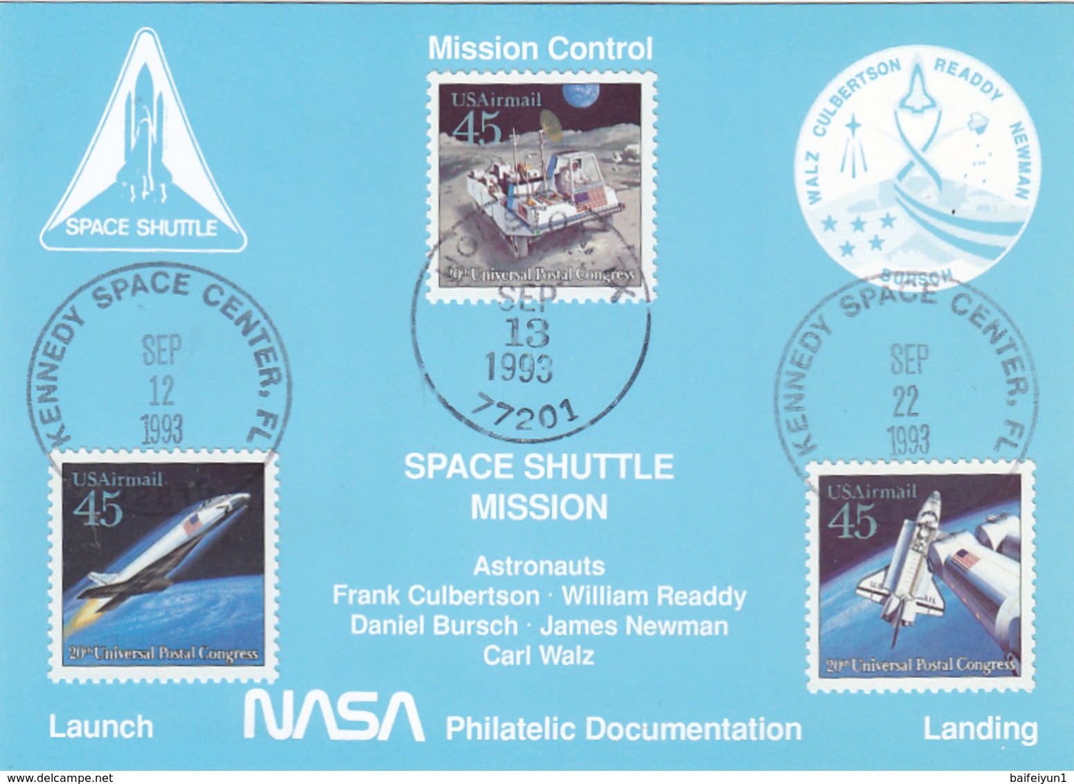1993 USA Space Shuttle Discovery STS-51 Postal Card - North  America