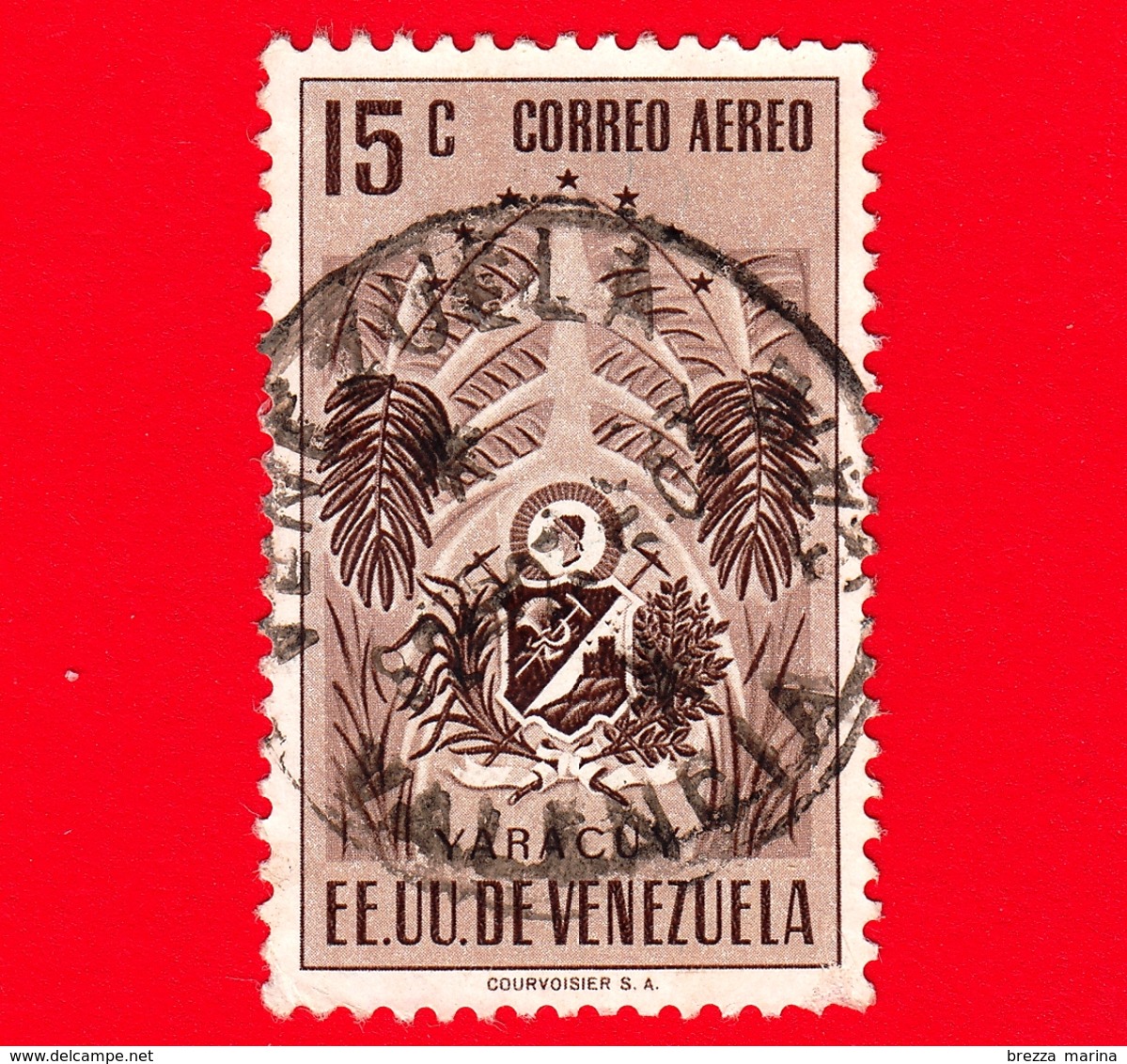 VENEZUELA - Usato - 1953 - Stemma Dello Stato Di Yaracuy - Arms - 15 - P. Aerea - Venezuela