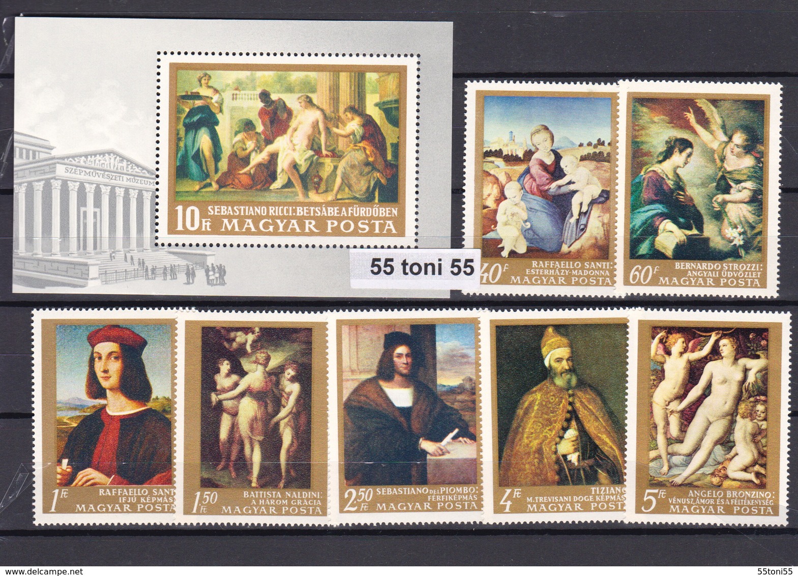 1968 ART Paintings By Italian Masters Mi 2465-71+ Bl.67A 7v.+S/S-MNH HUNGARY - Neufs