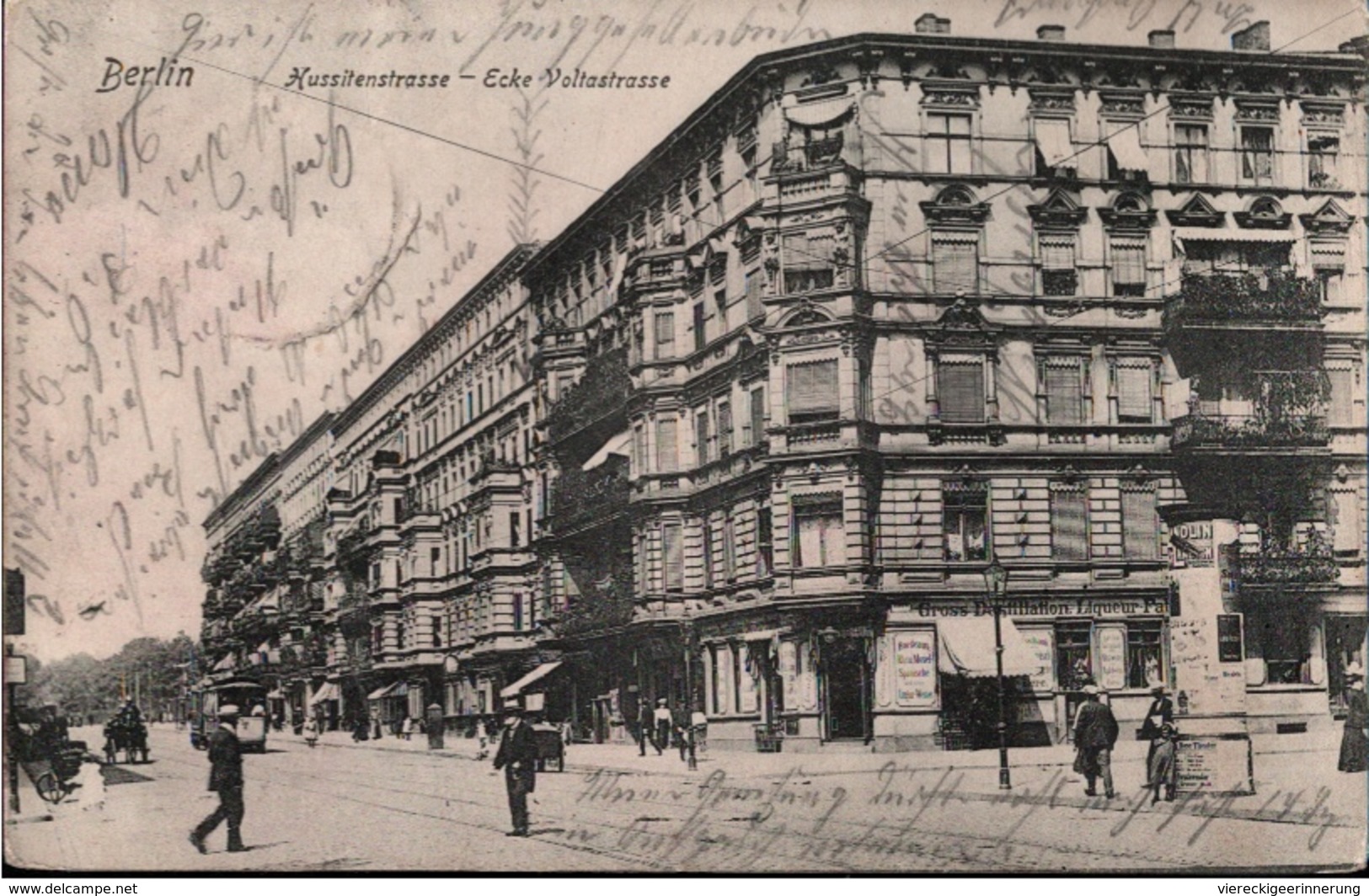 ! Alte Ansichtskarte Aus Berlin Hussitenstraße, Ecke Voltastraße, Litfaßsäule, Tram, Gesundbrunnen - Mitte