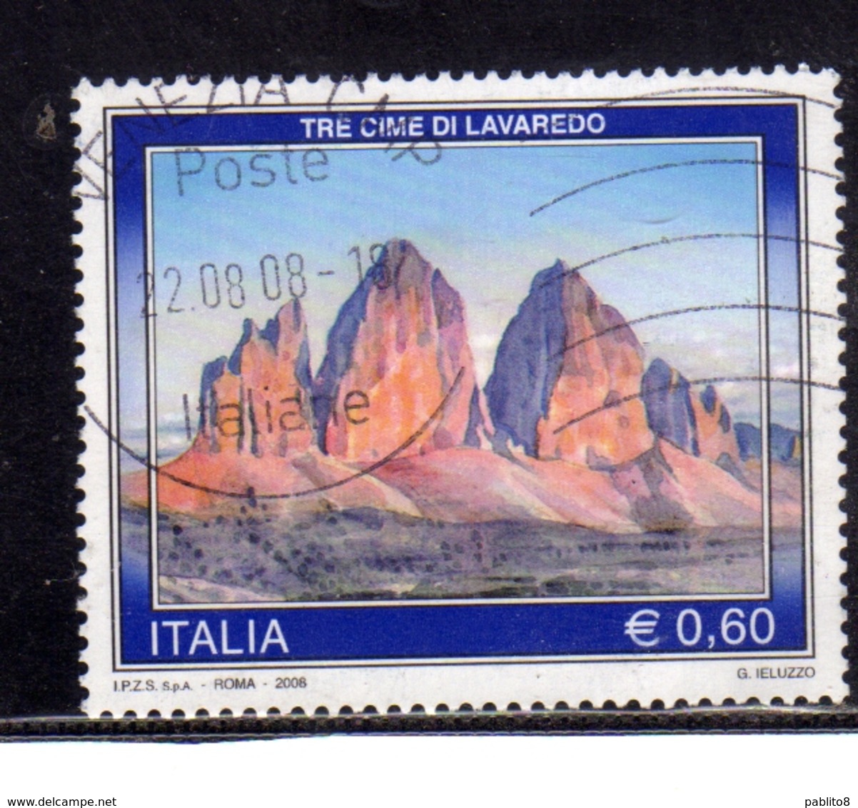 ITALIA REPUBBLICA ITALY REPUBLIC 2008 PROPAGANDA TURISTICA TOURISM TRE CIME DI LAVAREDO USATO USED OBLITERE' - 2001-10: Usati