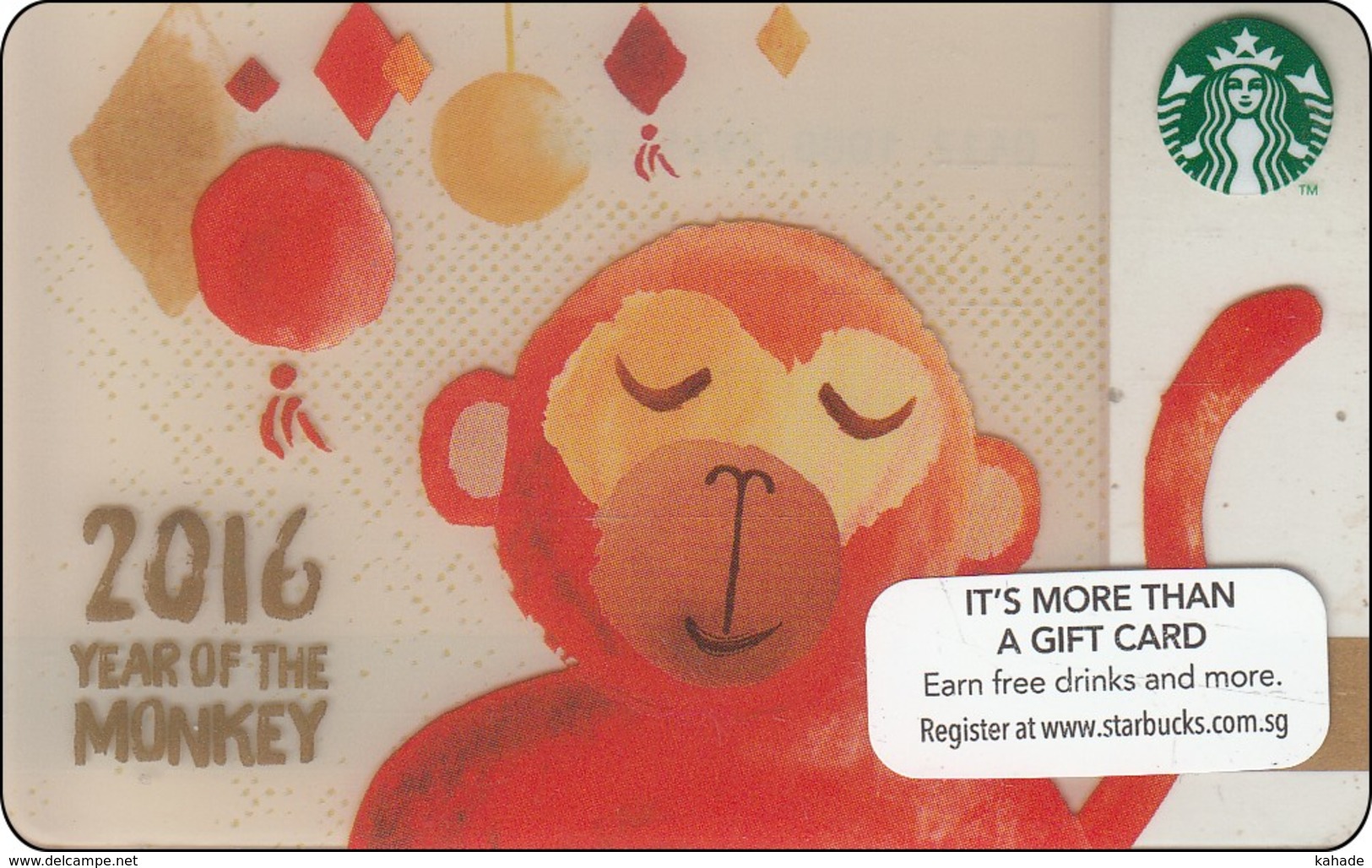 Singapore Starbucks Card Zodiak Horoskop Chin New Year - Monkey 2015 - Gift Cards