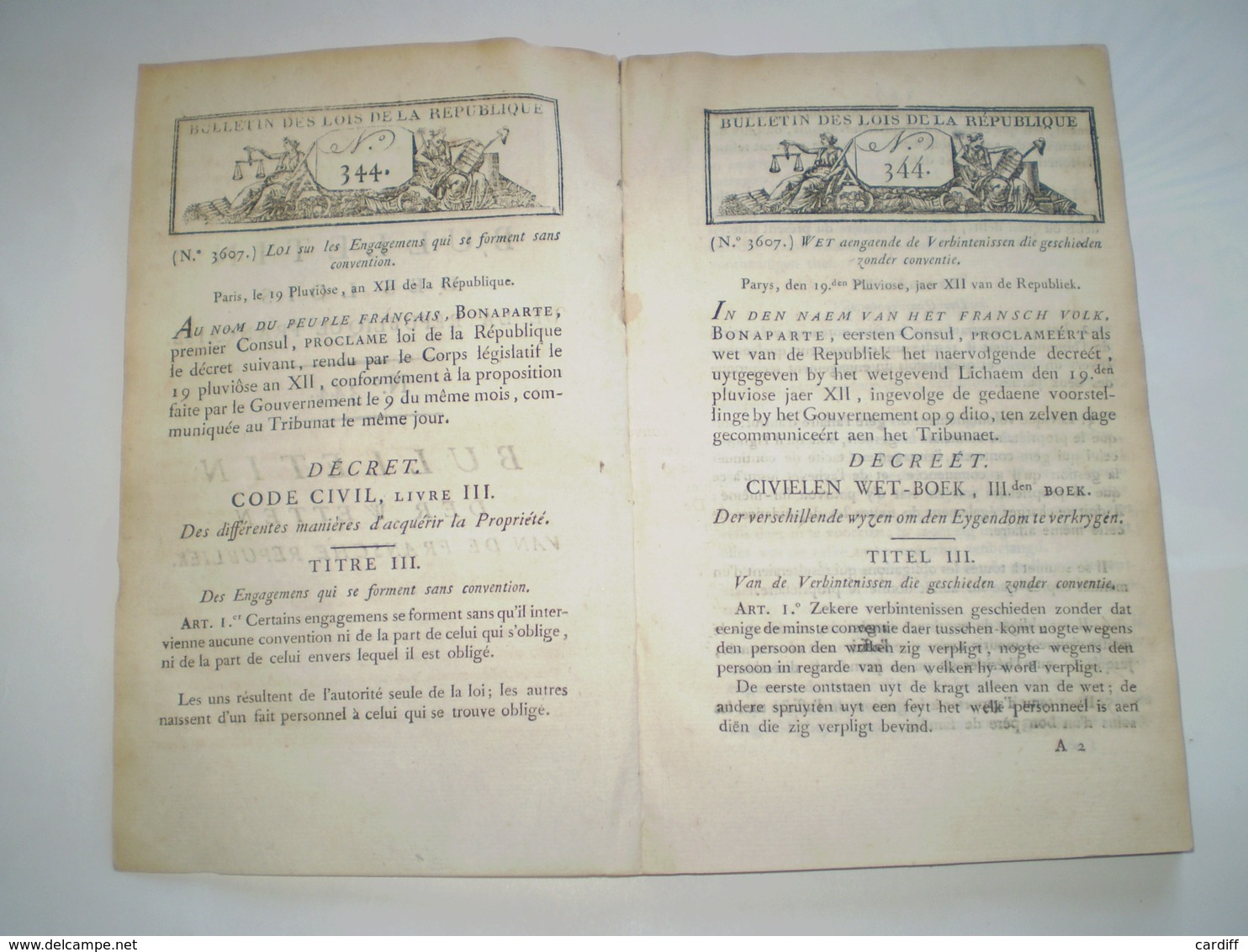 Bonaparte:Code Civil :manière D'acquérir La Propriété:casi Contrat,contrat De Mariage,communauté,séparation,préciput,dot - Gesetze & Erlasse