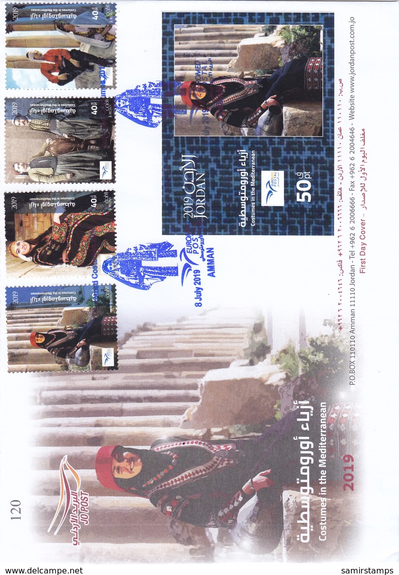 Jordan New Issue 2019, Euromed Costumes Joint & Common Issue,4v.+1.s.Sheet Cpl. FDC- SKRILL PAY ONLY-Ltd - Jordania