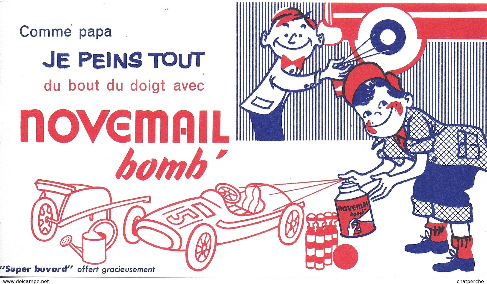 BUVARD BLOTTING PAPER PEINTURE NOVEMAIL BOMB' JE PEINS TOUT JOUET AUTO - Peintures