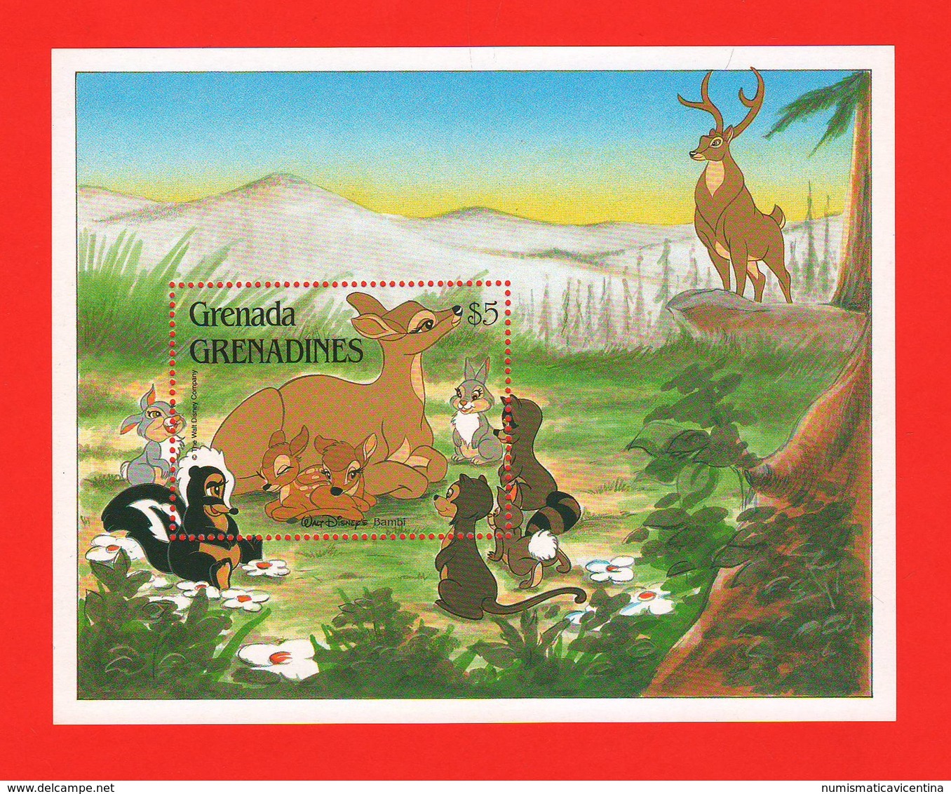 Bambi Disney Grenada & Grenadines Series 5 $ SHEET MNH - Disney