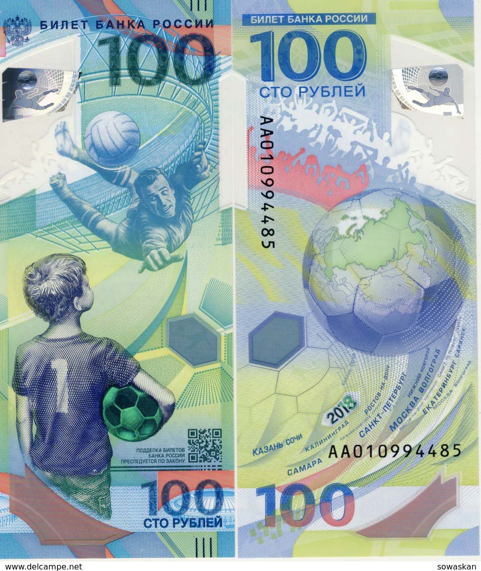 RUSSIA 100 Rubles "FIFA Football 2018 ", Banknotes Of Russia. UNC NEW Polymer - Russia