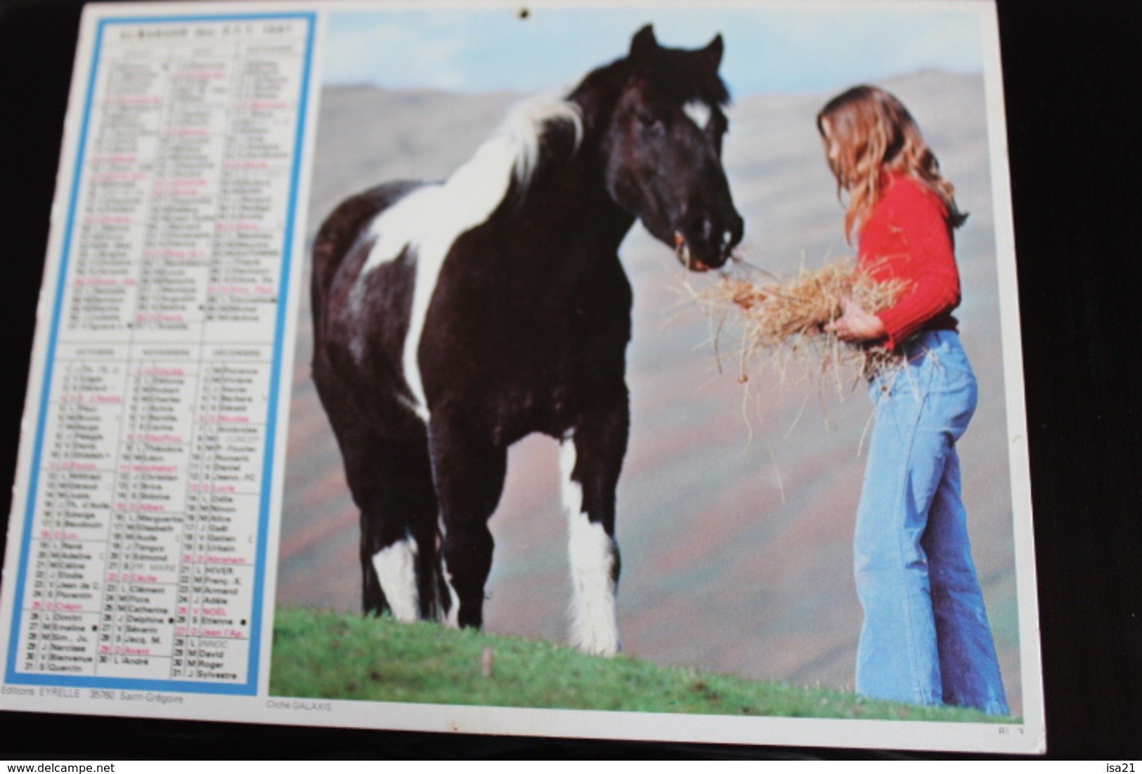 Calendrier Des Postes PTT 1981 SEINE-MARITIME, Fillette Et Agneau, Jeune Fille Et Cheval, 2 Photos - Big : 1981-90