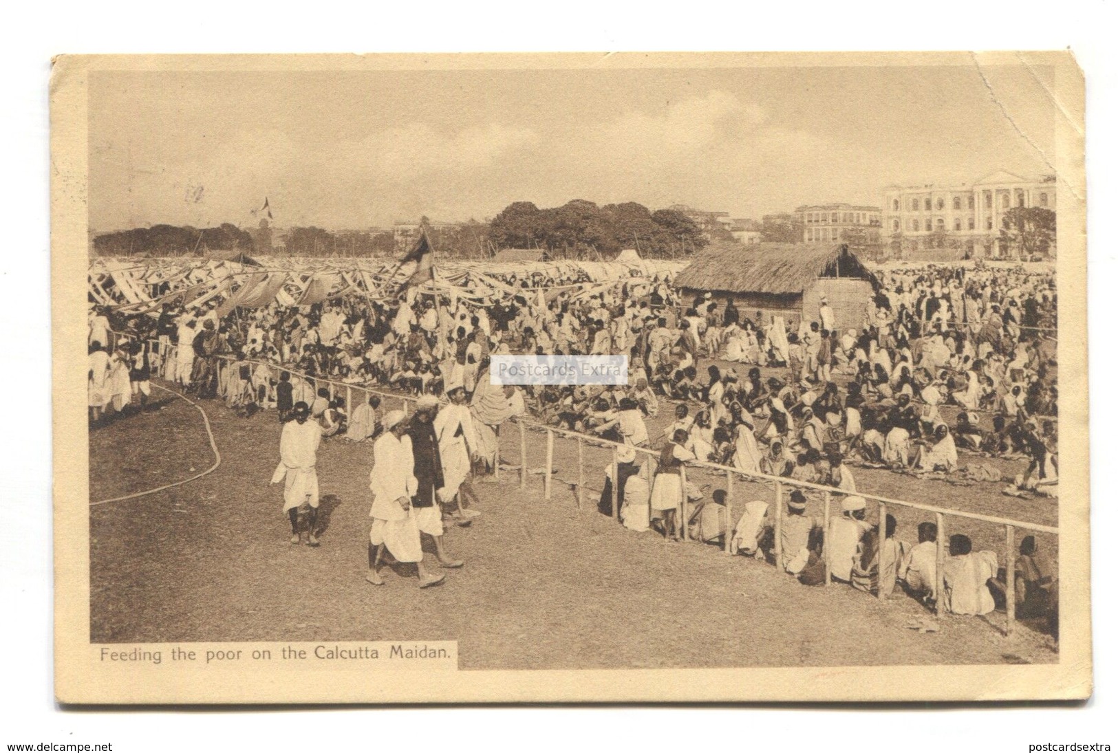 Feeding The Poor On The Calcutta Maidan - 1911 Used India Postcard, Posted To Ireland - India