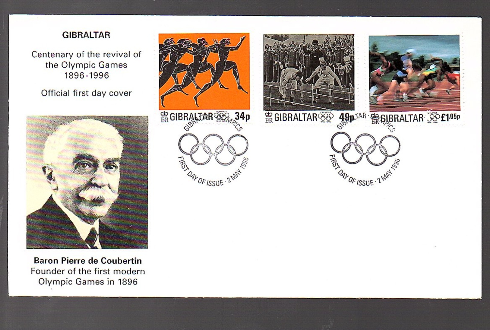 1996 Olympic Games On FDC (110) - Gibraltar