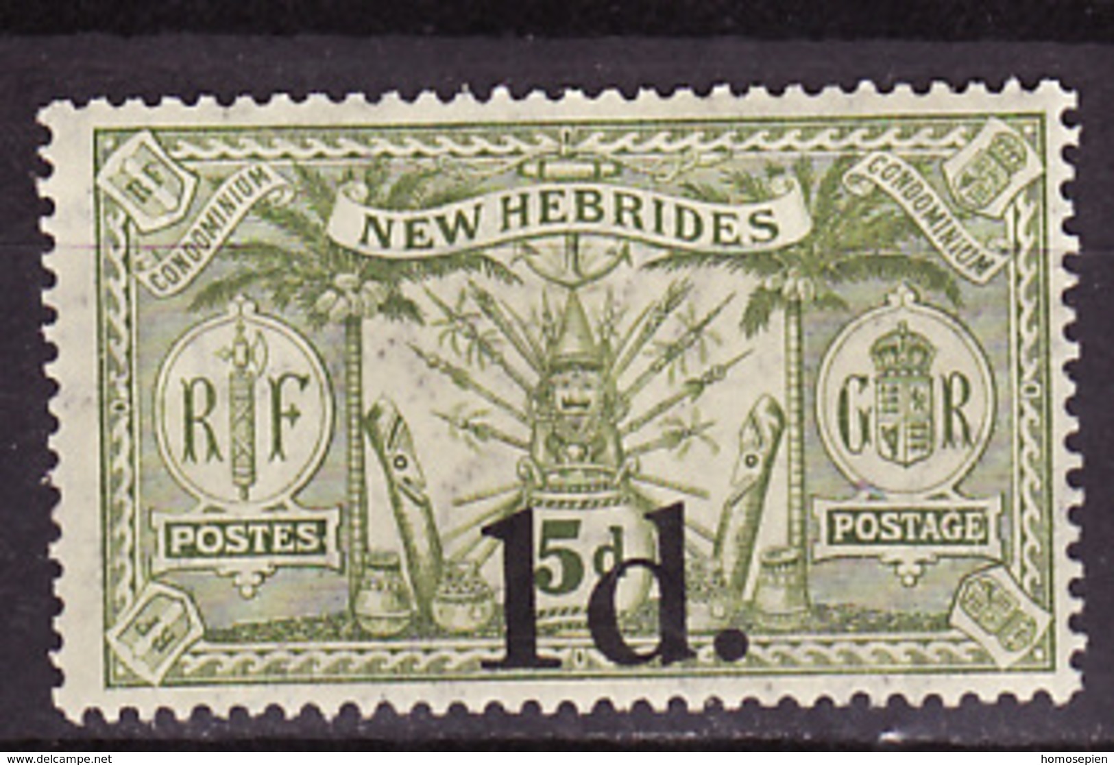 Nouvelles Hébrides - Neue Hebriden - New Hebrides 1920 Y&T N°64 - Michel N°58 * - 1ds5d Idole Indigène - En Anglais - Neufs