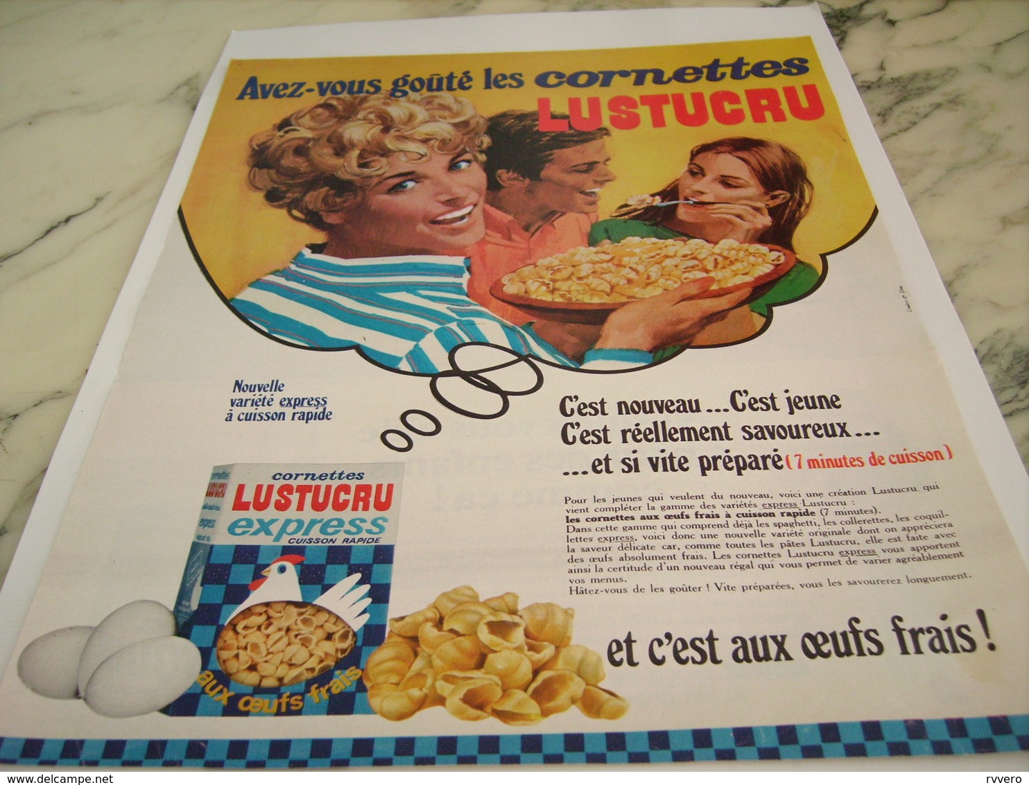 ANCIENNE PUBLICITE LES CORNETTES DE  LUSTUCRU 1969 - Affiches