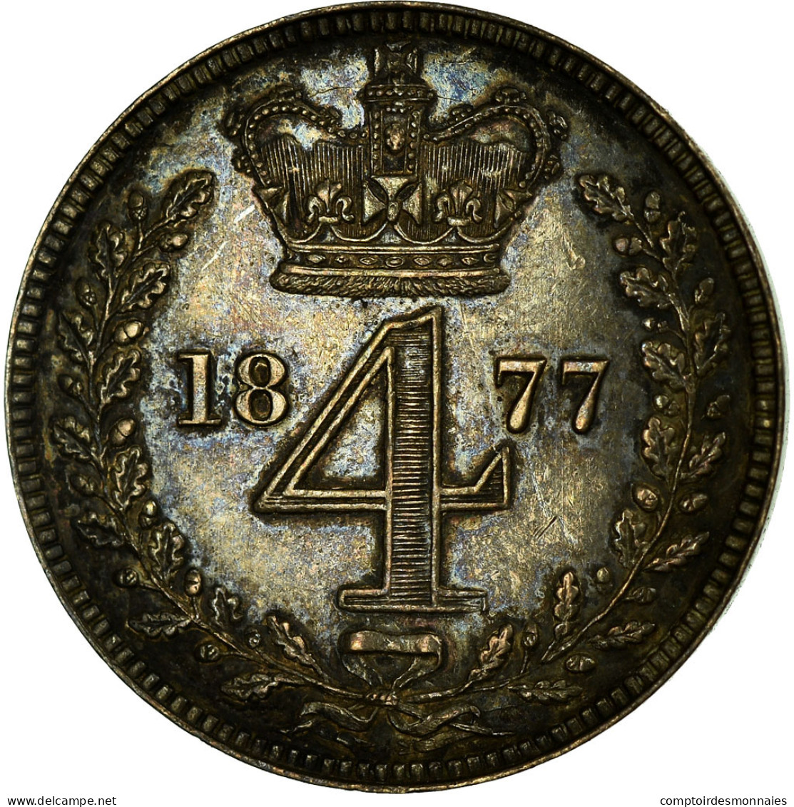 Monnaie, Grande-Bretagne, Victoria, 4 Pence, Groat, 1877, SUP+, Argent, KM:732 - G. 4 Pence/ Groat