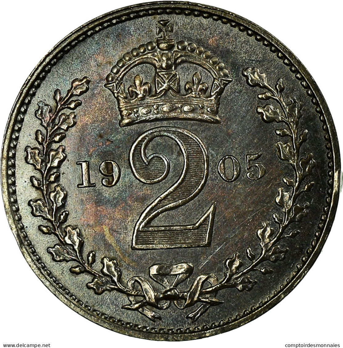 Monnaie, Grande-Bretagne, Edward VII, 2 Pence, 1905, SPL, Argent, KM:796 - E. 2 Pence