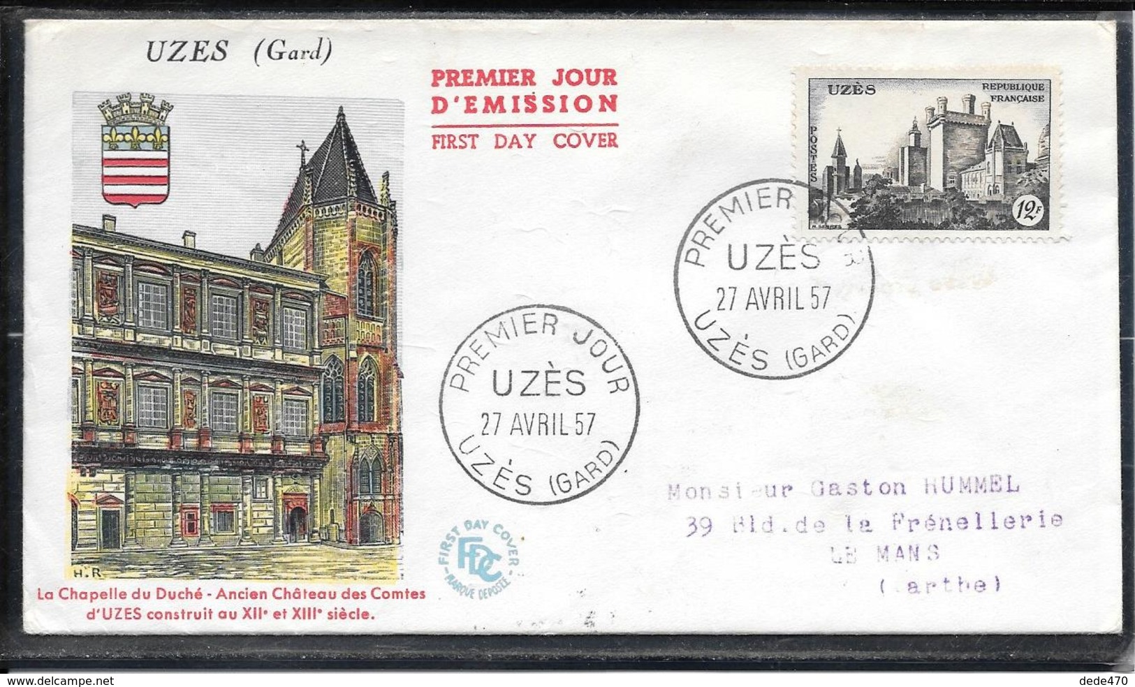 FDC 1957 - 1099  Château D'UZÊS - 1950-1959