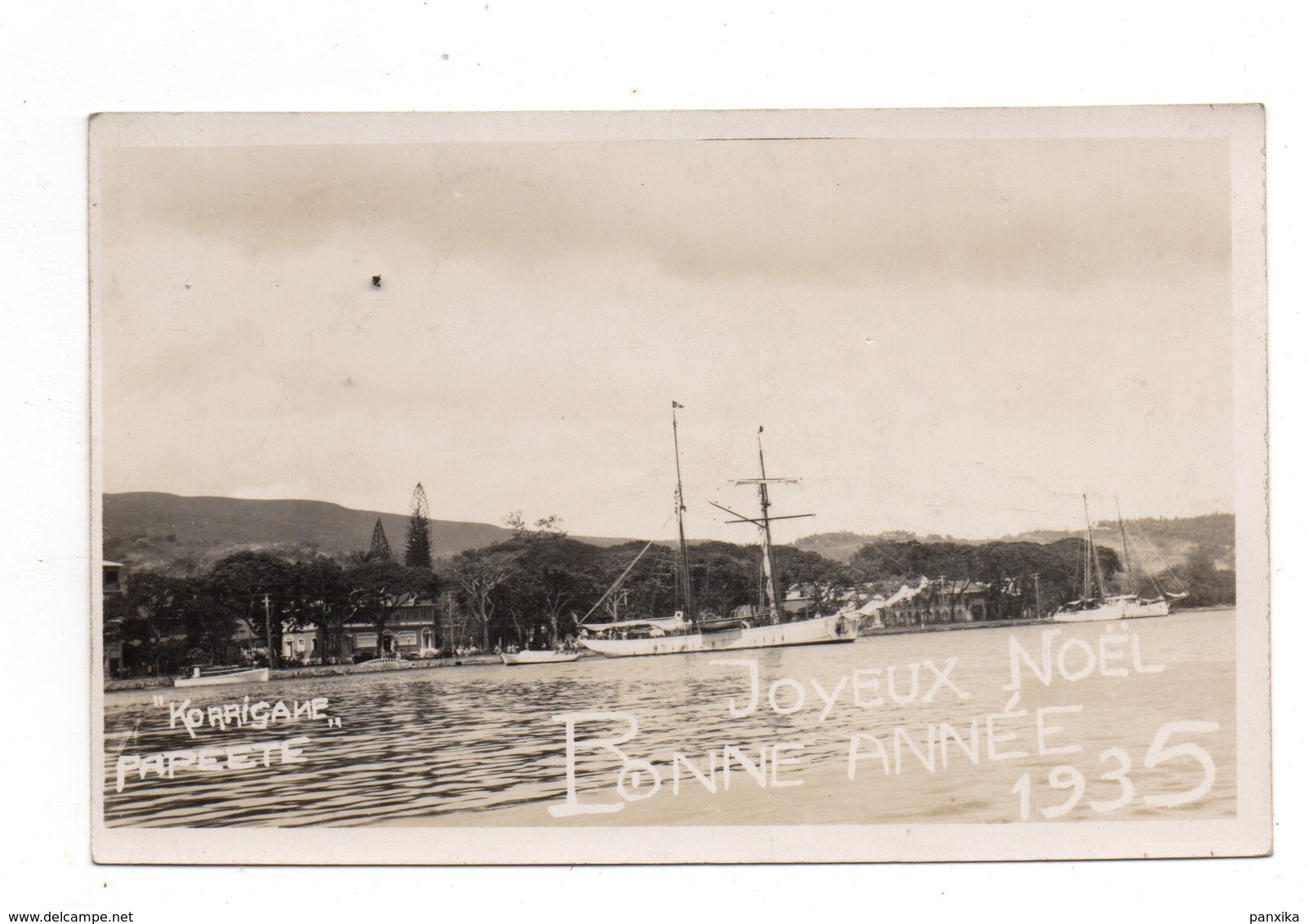 Papeete. "Korrigane" Expedition 34/36 .Tahiti. Joyeux Noel 1935. RARE. - Polynésie Française