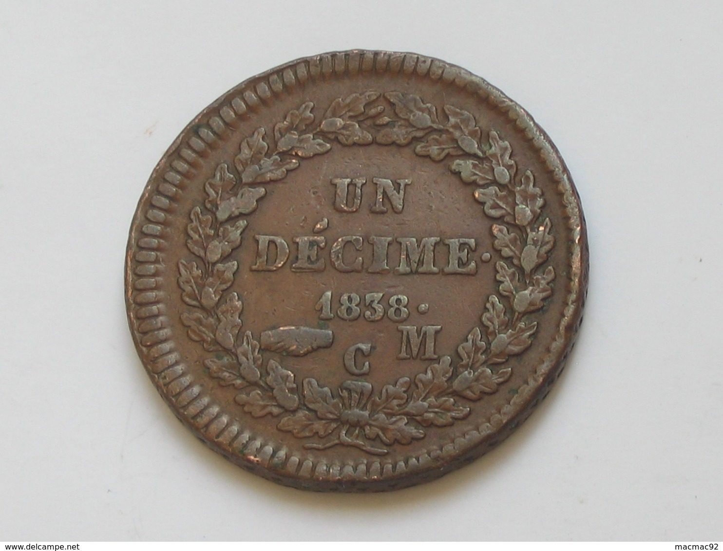 MONACO 1 Décime 1838 CM - HONORE V PRINCE DE MONACO     **** EN ACHAT IMMEDIAT **** Très Belle Monnaie - 1819-1922 Honoré V, Charles III, Albert I