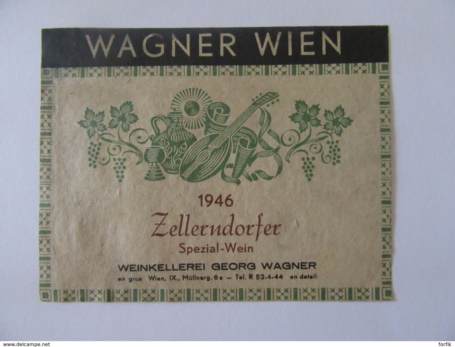 Autriche - Vieille étiquette De Vin Wagner Wien 1946 - Zellerndorfer Wien / Vienne - Autres & Non Classés