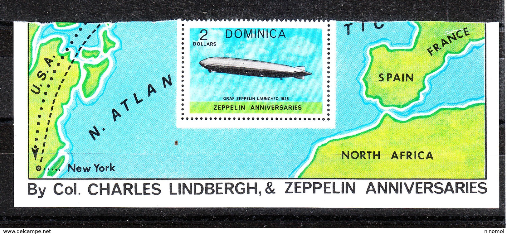 Dominica   -  1978.  Anniversary Of  The Zeppelin. Map.  From Sheet . MNH - Zeppelin