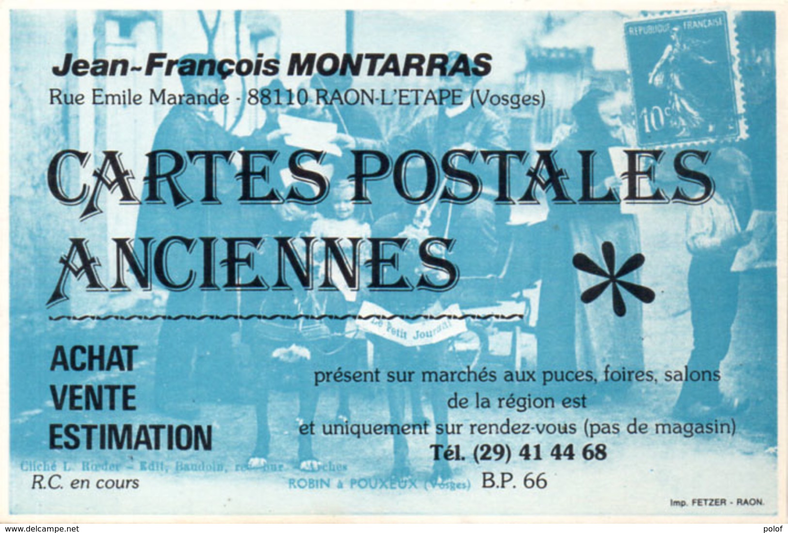 Pub CPA Jean François Montarras - RAON L' ETAPE Fac Similé Timbre Semeuse .  (115082) - Timbres (représentations)