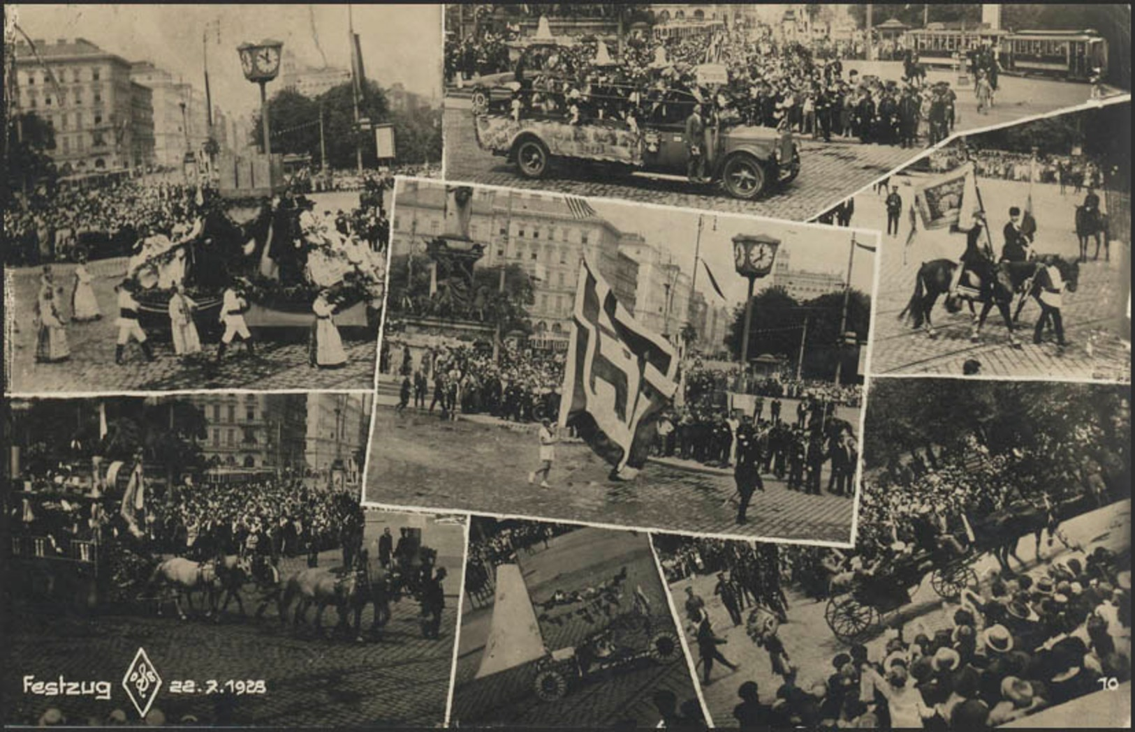 Ansichtskarte Wien: Festzug Am 22.7.1925 Mit 7 Abbildungen, Wien 11.8.1925  - Other & Unclassified