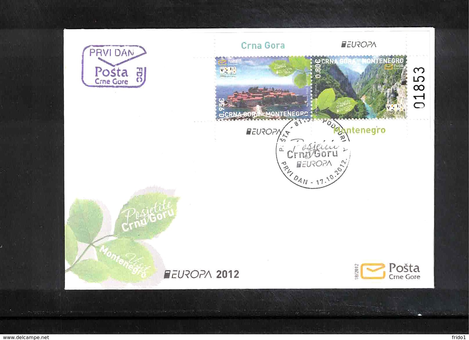 Montenegro 2012 Europa Cept FDC - 2012