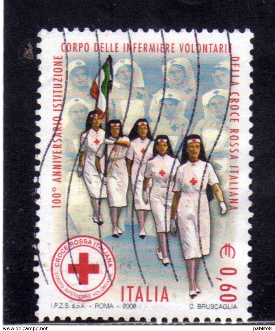 ITALIA REPUBBLICA ITALY REPUBLIC 2008 CORPO DELLE INFERMIERE VOLONTARIE DELLA CROCE ROSSA ITALIANA RED CROSS USATO USED - 2001-10: Usati