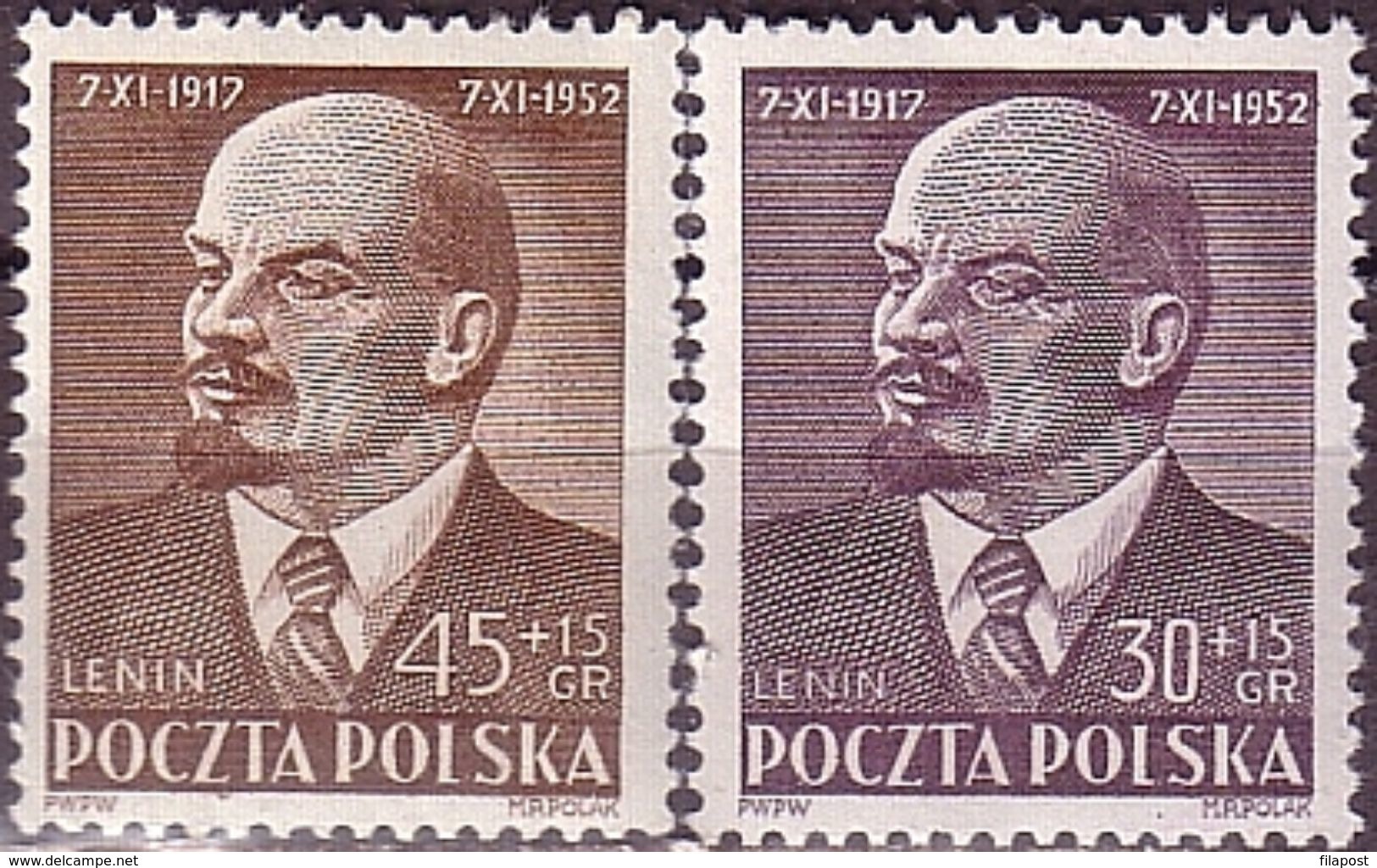 1952 Poland Mi 781 - 782,  I. Lenin, Communism, Politician. MNH** - Nuevos