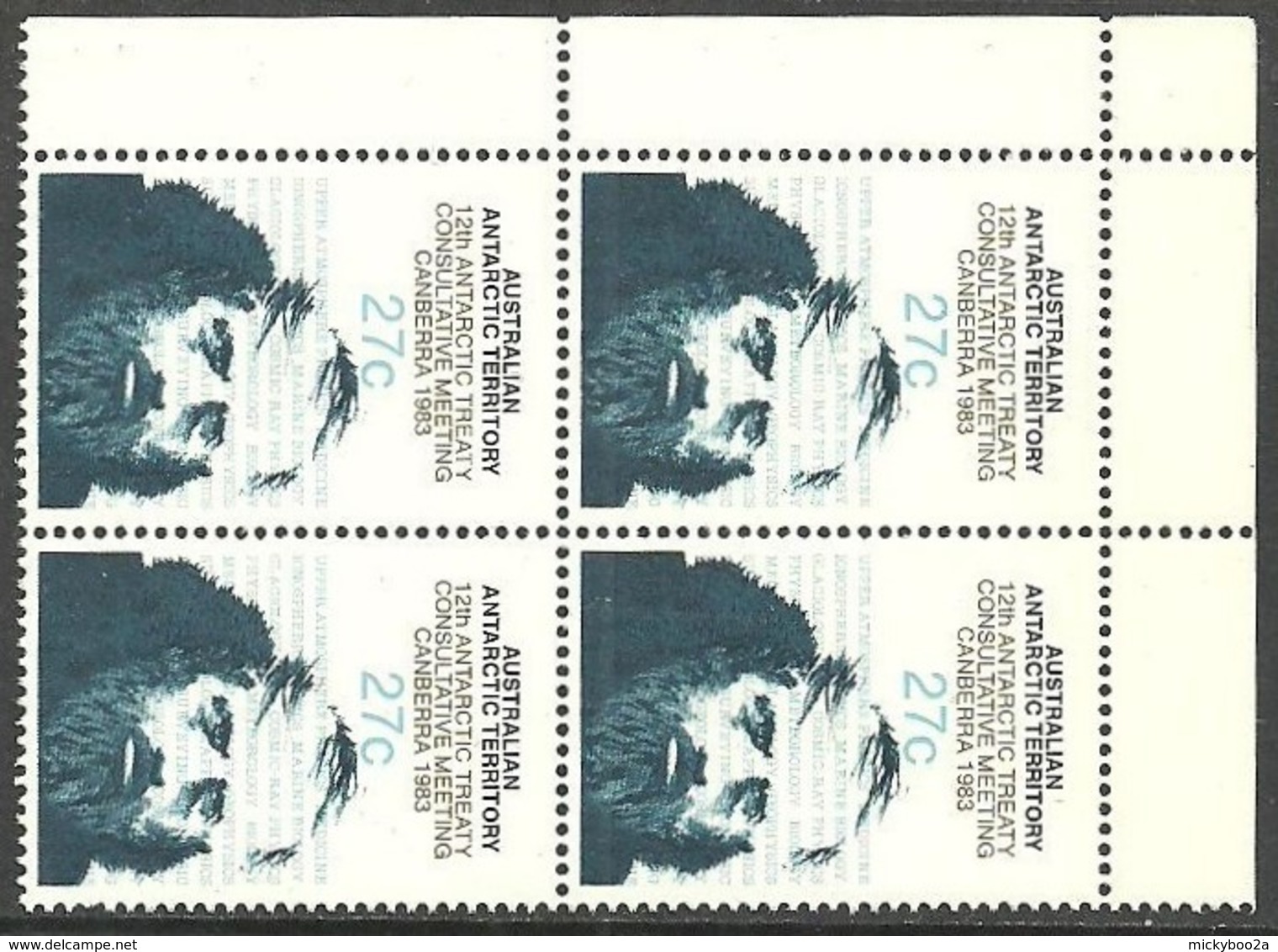 AUSTRALIA AAT ANTARCTIC TERRITORY 1983 TREATY SCIENTIST BLOCK OF 4 SET MNH - Unused Stamps