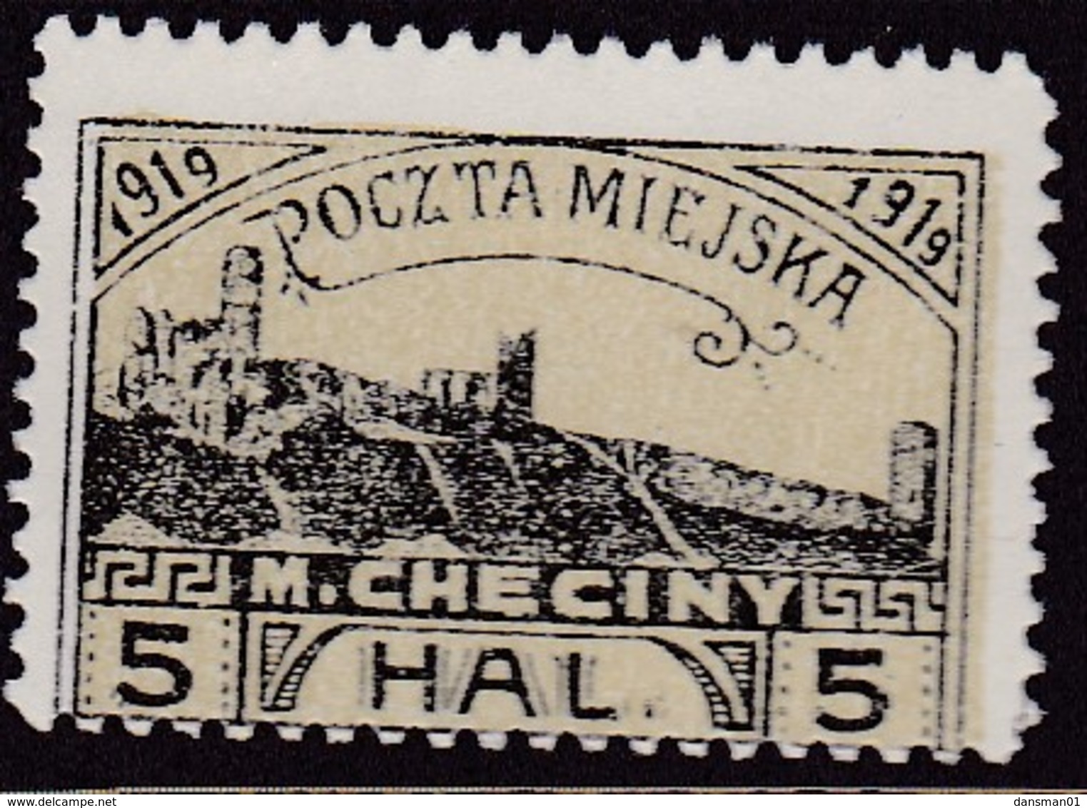 POLAND 1919 Checiny 5 HAL Mint Perf - Abarten & Kuriositäten