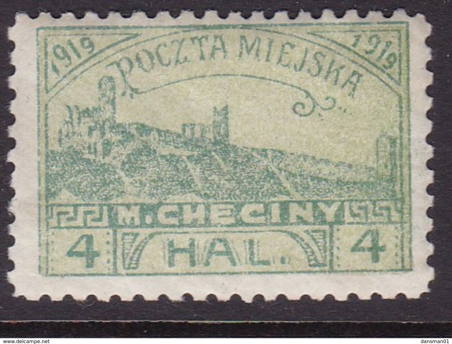 POLAND 1919 Checiny 4 HAL Mint Hinged Perf - Variétés & Curiosités