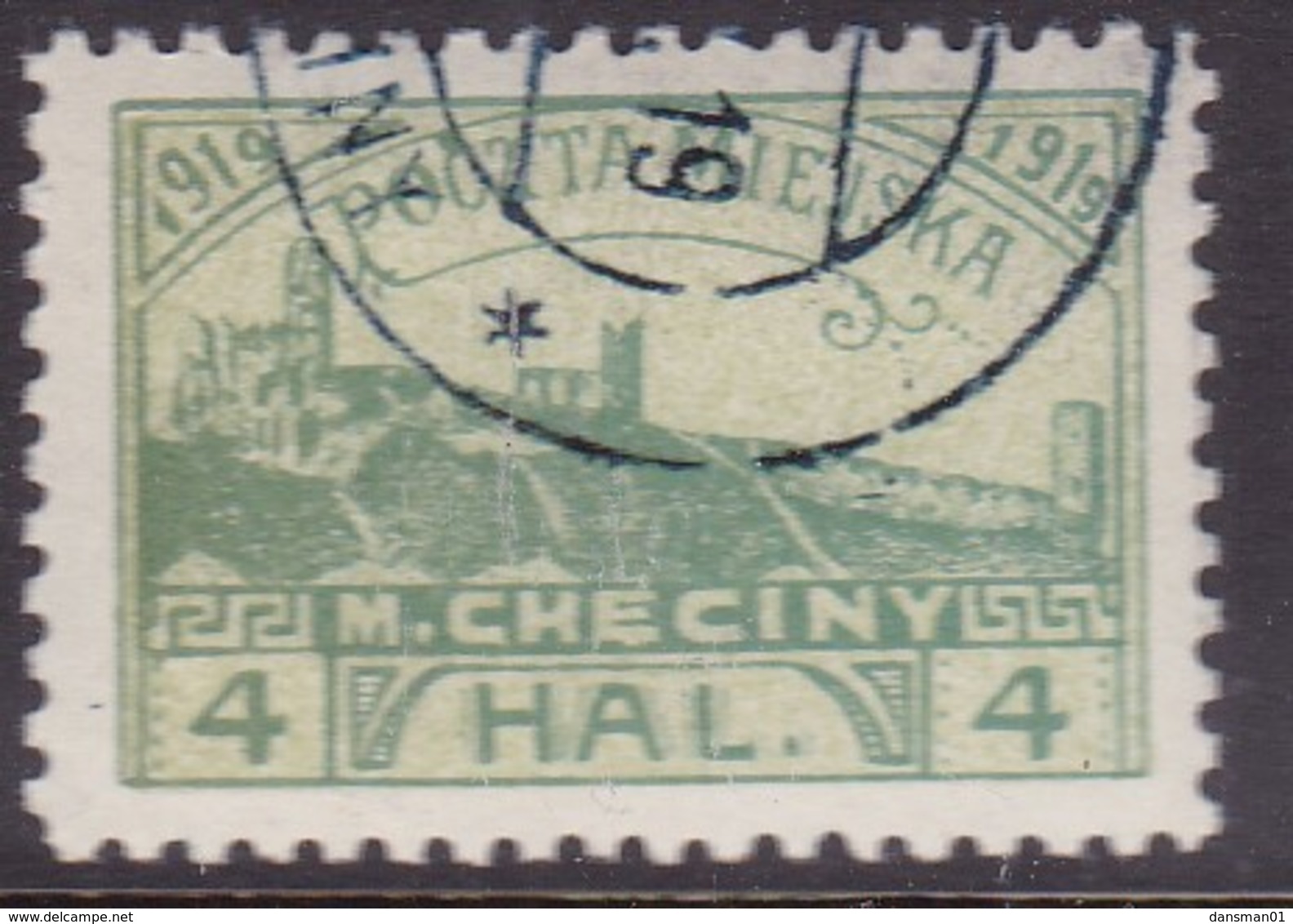 POLAND 1919 Checiny 4 HAL Used Perf - Errors & Oddities