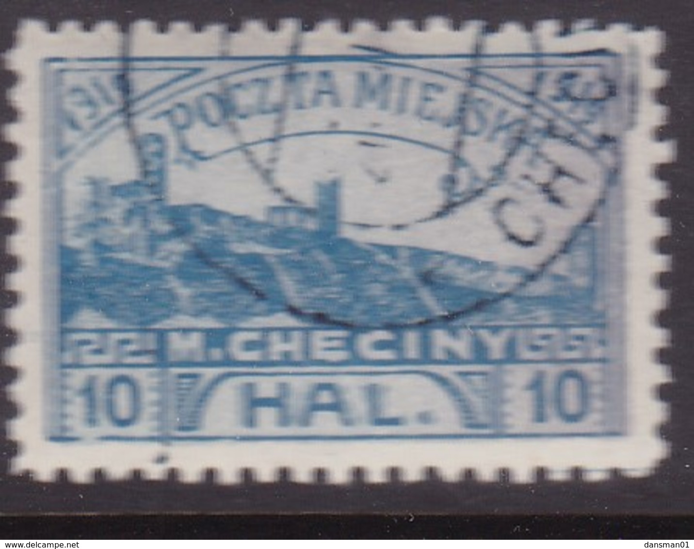 POLAND 1919 Checiny 10 HAL Used Perf - Errors & Oddities