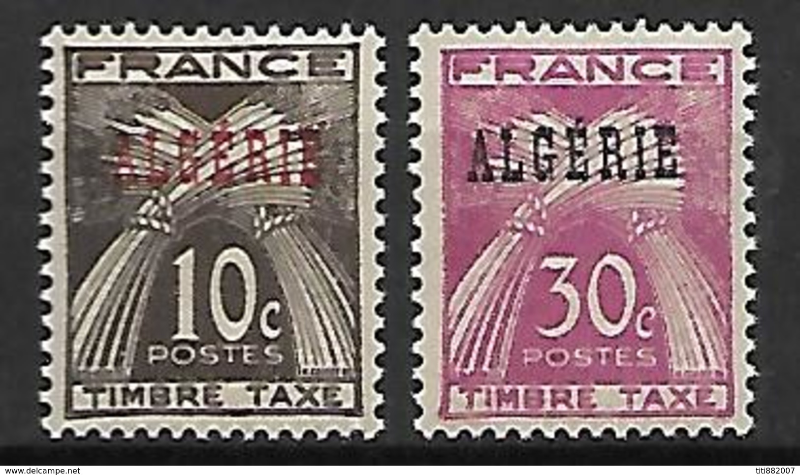 ALGERIE     -   Timbres -Taxe   -   1947 .    Y&T N° 33 / 34 **.  Gerbes De Blé - Strafport