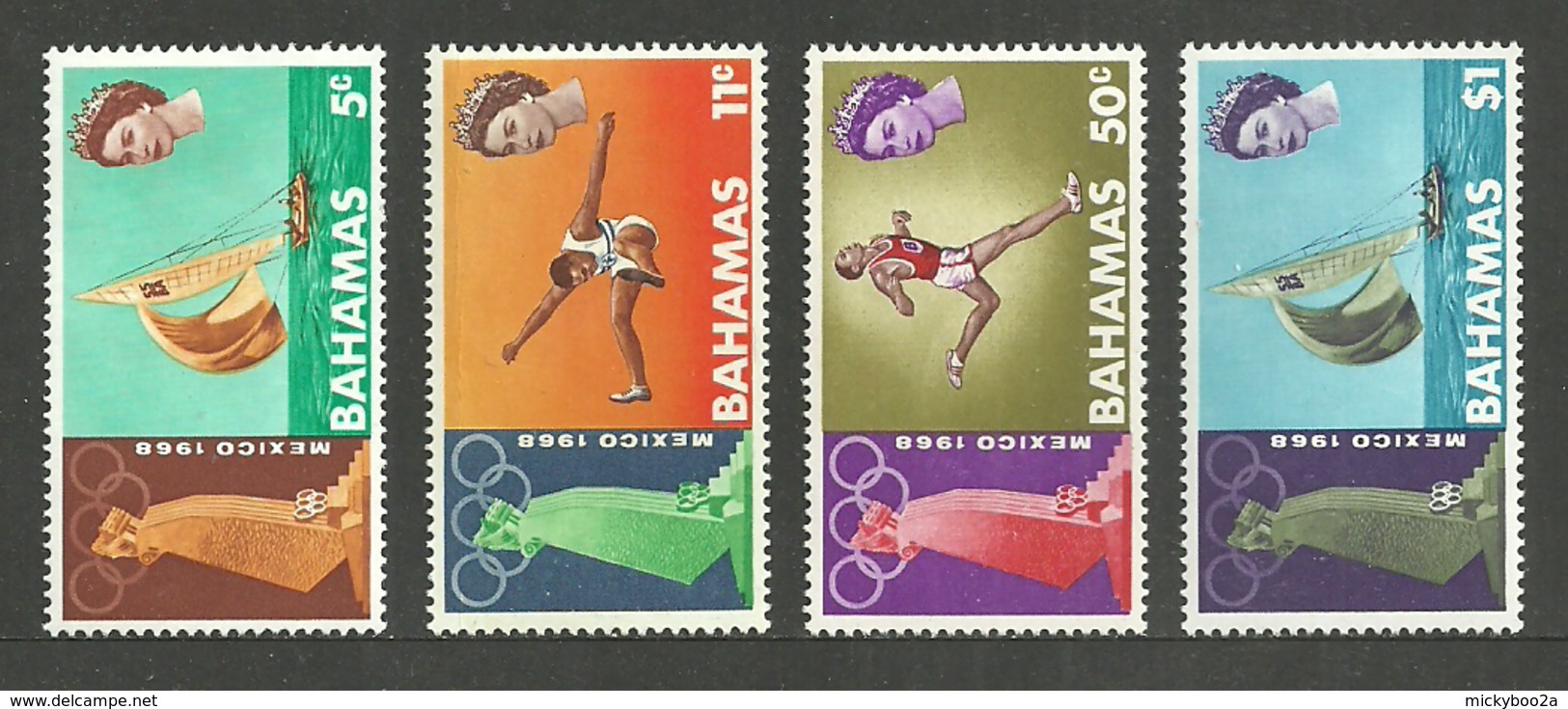 BAHAMAS 1968 SPORT OLYMPICS MEXICO ATHLETICS SAILING YACHTS SET MNH - Bahamas (1973-...)