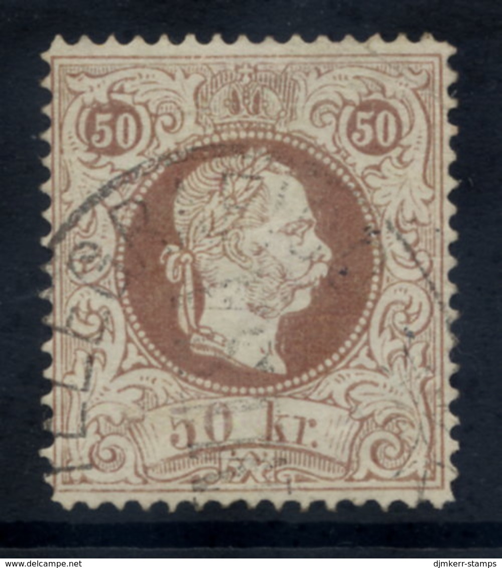 AUSTRIA 1867 Franz Joseph 50 Kr. Fine Print Perforated 13 Used.  Michel 41 II E - Gebraucht