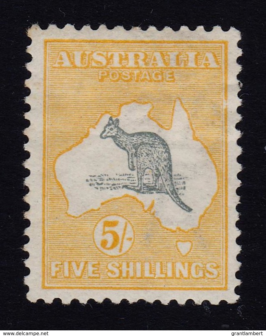 Australia 1913 Kangaroo 5/- Grey & Chrome 1st Watermark MH - Listed Variety - Neufs