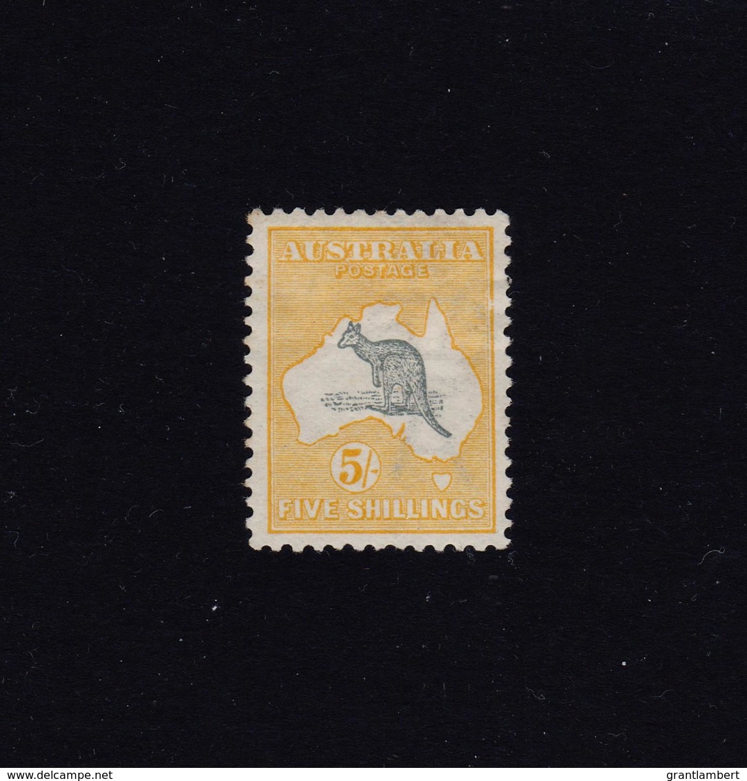 Australia 1913 Kangaroo 5/- Grey & Chrome 1st Watermark MH - Listed Variety - Mint Stamps