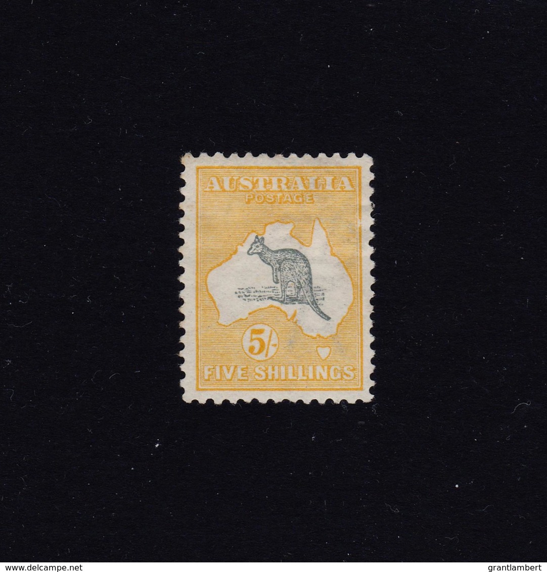 Australia 1913 Kangaroo 5/- Grey & Chrome 1st Watermark MH - Listed Variety - Neufs