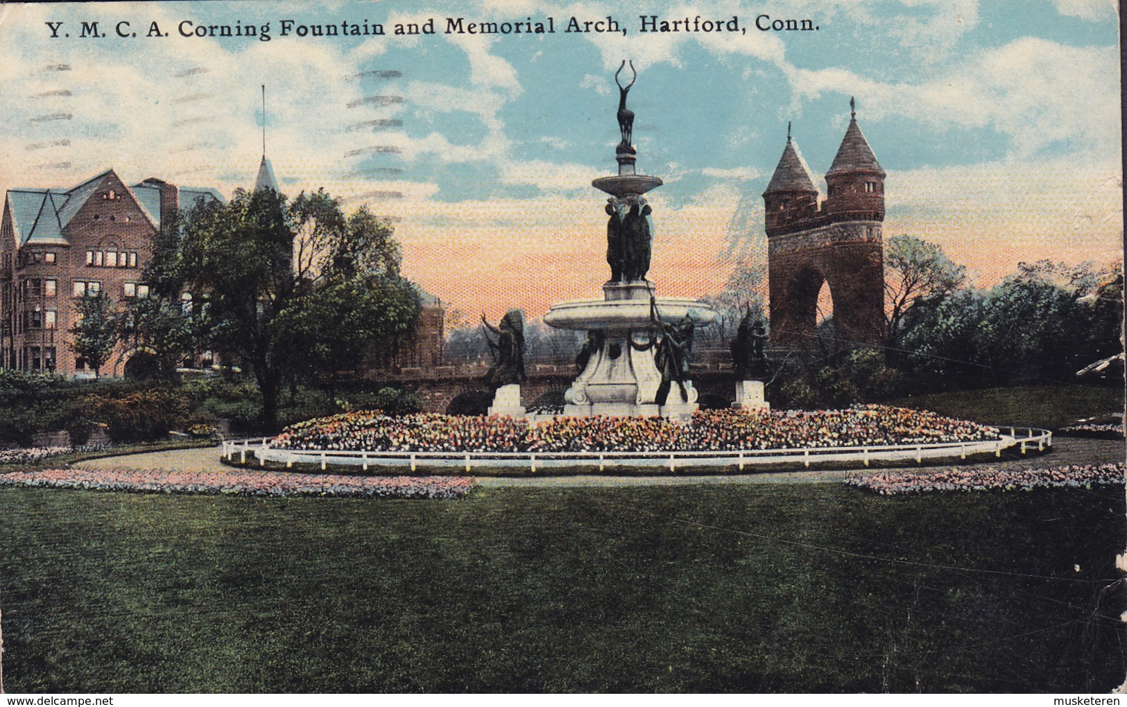 United States PPC Y.M.C.A. Corning Foundation And Memorial Arch, Hartford, Conn. HARTFORD 1911 (2 Scans) - Hartford