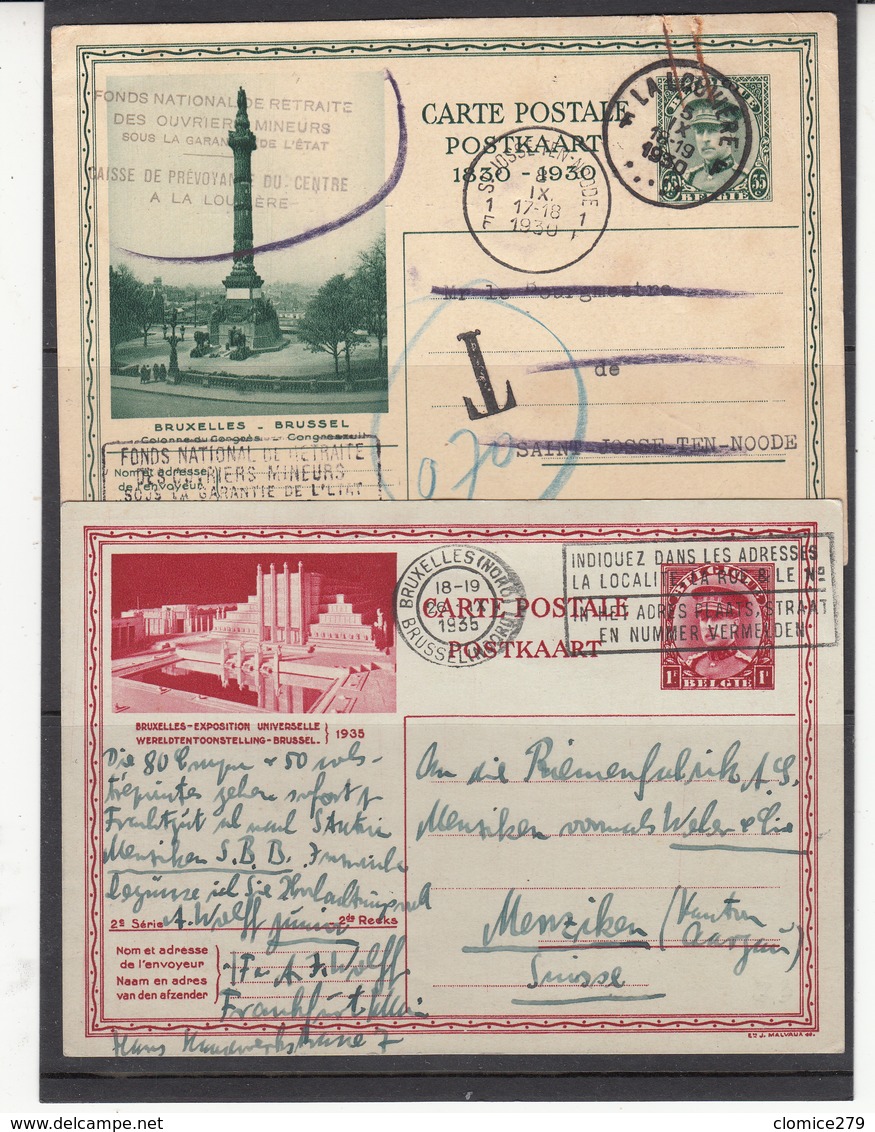Belgique  Lot De 2     E Postal  Albert   1 ER - Collections