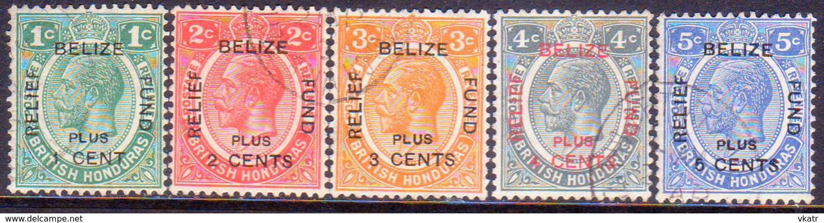 British Honduras 1932 SG #138-42 Compl.set Used CV £110 Belize Relief Fund - British Honduras (...-1970)